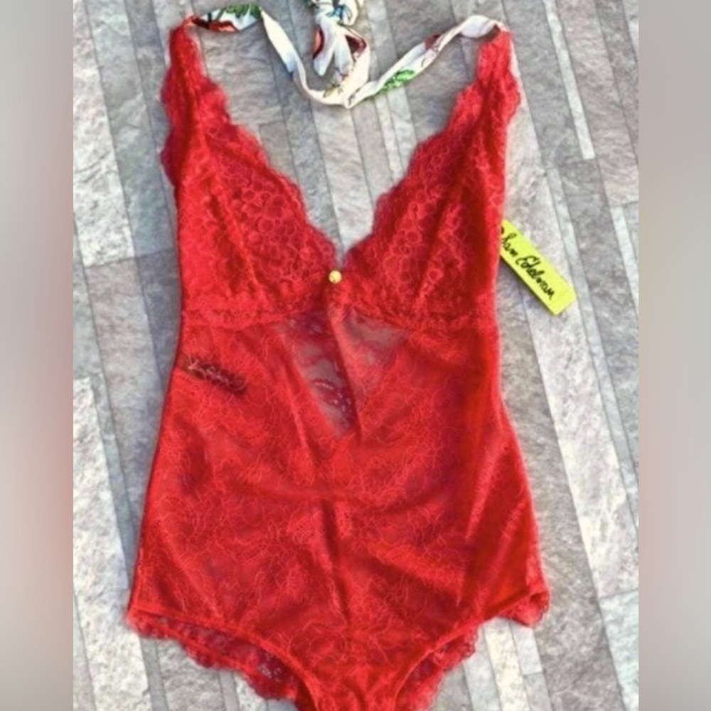 Sam Adelman Geraniums intimate bodysuit.❤️